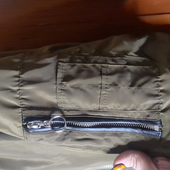 PARISIAN COLLECTION* military/moto jacket knit cuffs waist& neck multi zip sz SM - Picture 9 of 13